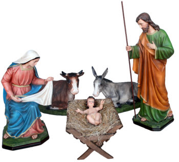 Resin nativity scene 105 cm consisting of five large painted statues