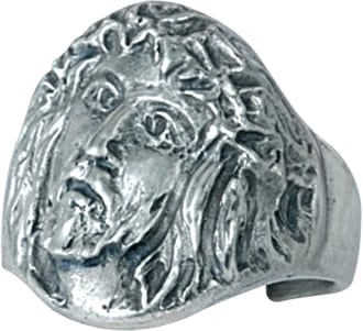 Anello in argento "Cristo" interamente cesellato a mano e raffigurante il volto di Cristo coronato di spine