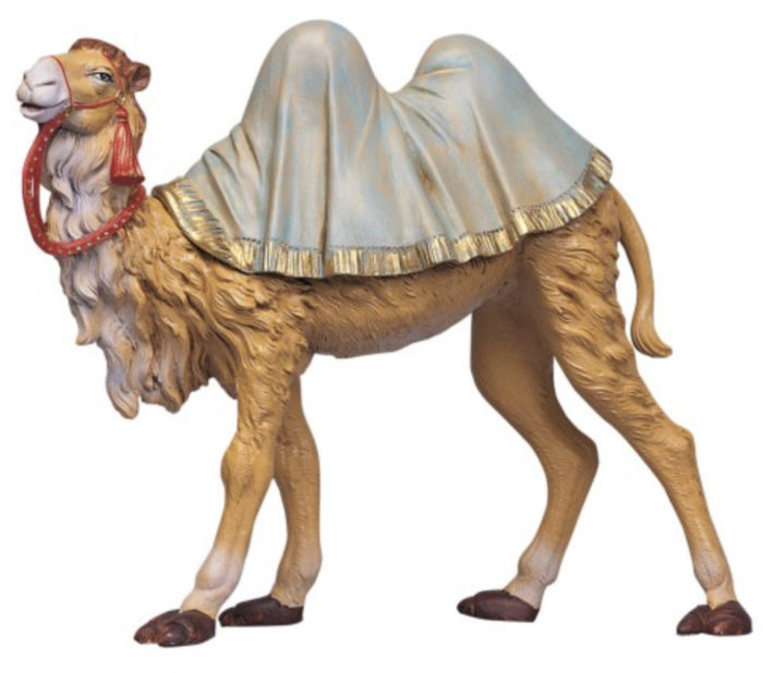 Fontanini resin camel, statue height 30 cm hand-painted with wood effect