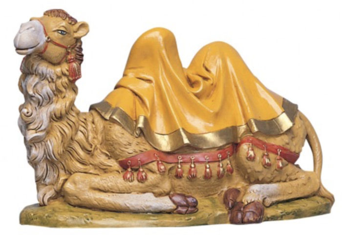 Seated camel Fontanini, statue for Nativity hand painted with wood effect