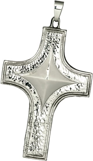 croce pettorale in argento"Rombo" con lavorazione romboidale satinata al centro e lucida intorno