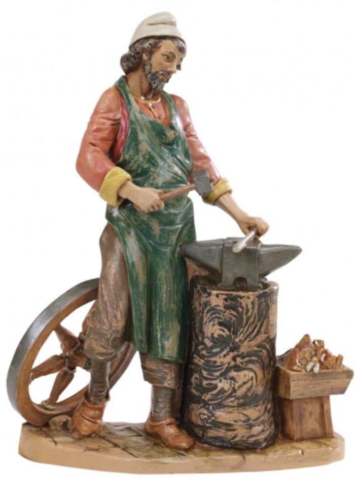 Fabbro Fontanini cm 30 statua per Natività in resina dipinta a mano ad effetto legno