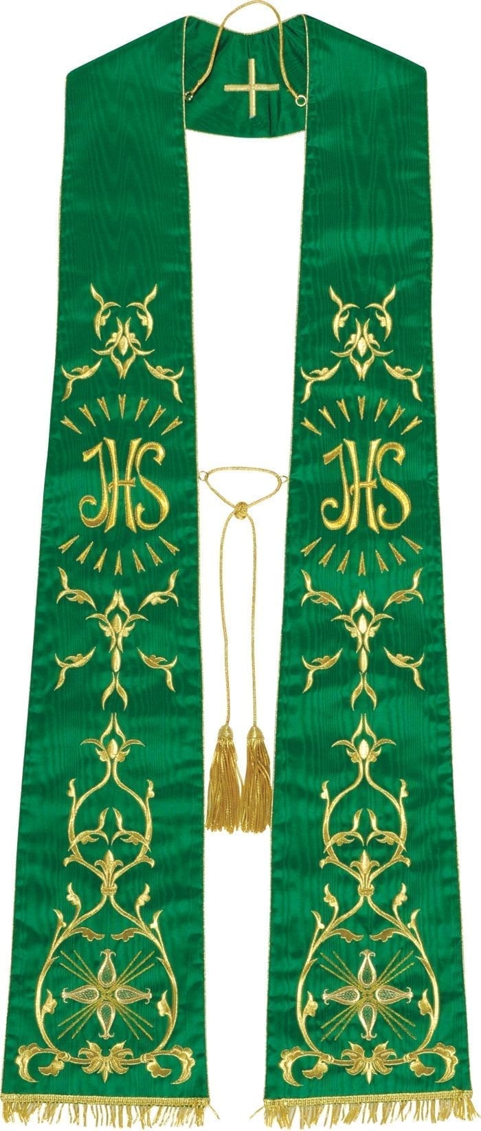 Stola “Jesus” Maranatha Lab dal taglio classico in pura seta con ricami in oro e simbolo Jhs