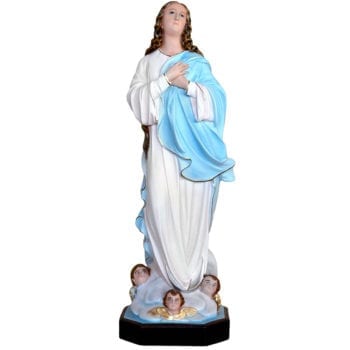 Madonna Assunta in resina statua dipinta con colori ad olio disponibile in diverse varianti di altezza