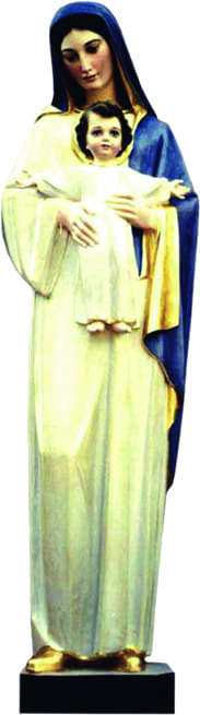 Madonna con Bambino cm 130 statua in vetroresina dipinta a mano con colori ad olio ed occhi in cristallo