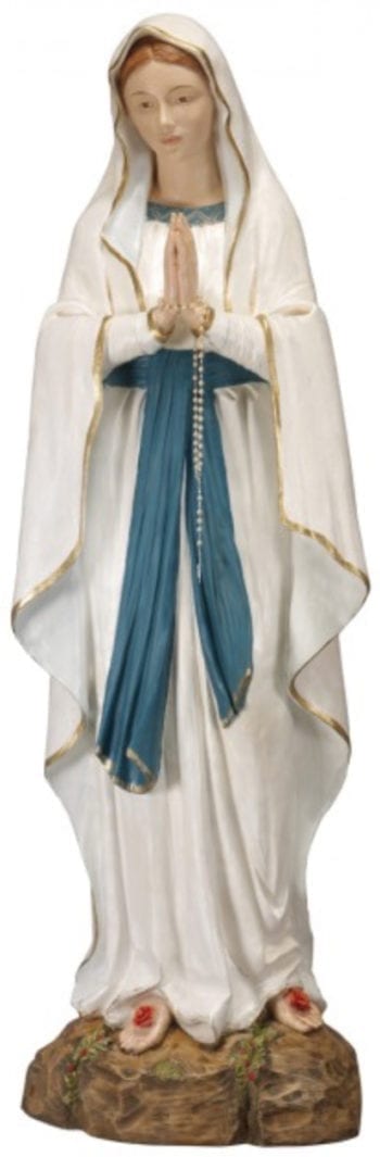 Our Lady of Lourdes Fontaninistatua in painted resin with wood effect available in various heights