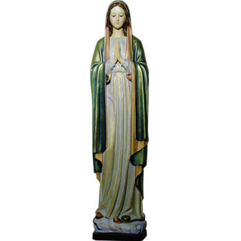 Immaculate Madonna in fiberglass statue entirely hand-painted with oil paints and crystal eyes