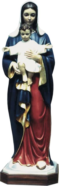 Madonna con Bambino cm 150 statua in vetroresina dipinta a mano con colori ad olio ed occhi in cristallo