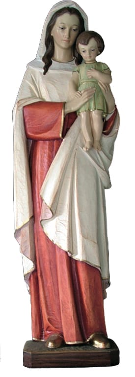 Madonna con Bambino vetroresina statua dipinta a mano con vernici ad olio e occhi di cristallo