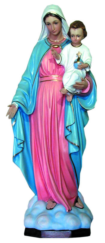 Madonna con Bambino cm 80-160 statua in vetroresina dipinta a mano con colori ad olio e occhi in cristallo