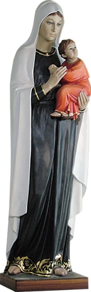 Madonna and Child in fiberglass hand-painted statue with oil paints and crystal eyes
