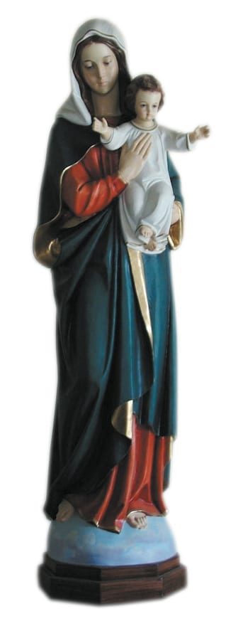 Madonna in vetroresina cm 150 statua della Madonna con Bambino dipinta ad olio con occhi di cristallo