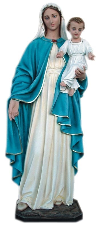 Madonna con Bambino cm 170 statua in vetroresina dipinta a mano con colori ad olio ed occhi di cristallo