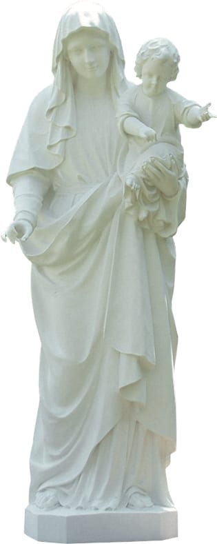 Madonna con Bambino cm 190 statua in vetroresina interamente realizzata in finitura bianca liscia di altezza pari a cm 190