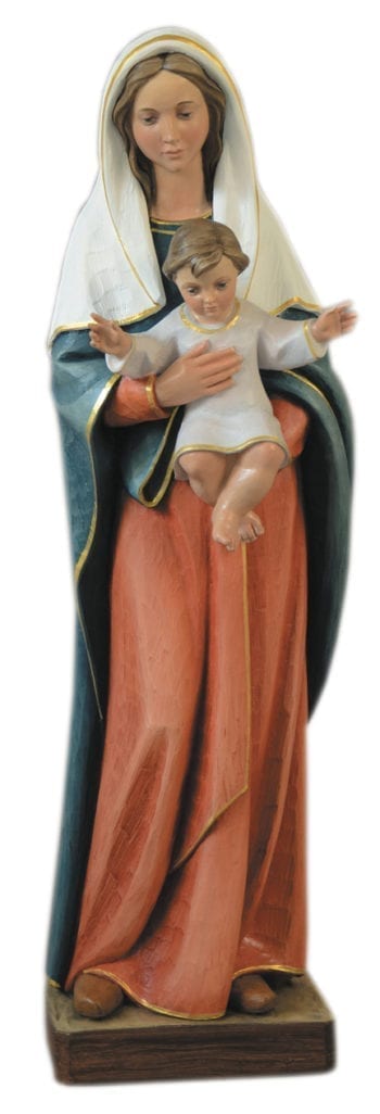 Madonna con Bambino cm 90 statua in vetroresina dipinta interamente a mano con colori ad olio