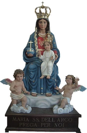 Madonna dell'Arco cm 150 statua in vetroresina dipinta a mano con colori ad olio ed occhi di cristallo