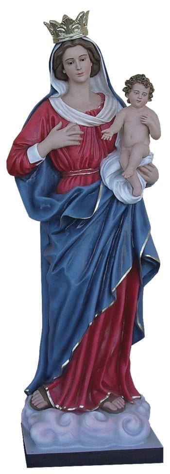 Madonna delle Grazie in fiberglass hand-painted statue with oil paints and crystal eyes