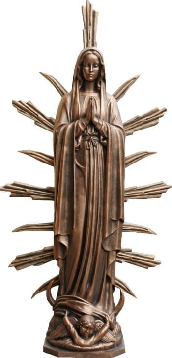 Our Lady of Guadalupe statue height 170 cm made of fiberglass with entirely bronzed finish