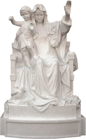 Regina Pacis fiberglass statue made entirely in smooth white finish of dimensions 180 x 130 x 120 cm