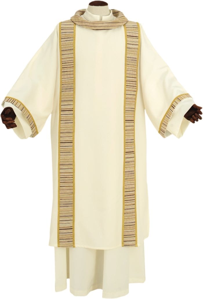 Dalmatic "Nicanore" Maranatha Lab made of micromonastic fabric with chevron, vertical clubs and barrè neck