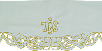 Maranatha Lab "Mensa" edge for tablecloths with gold embroidery of the Jhs symbol