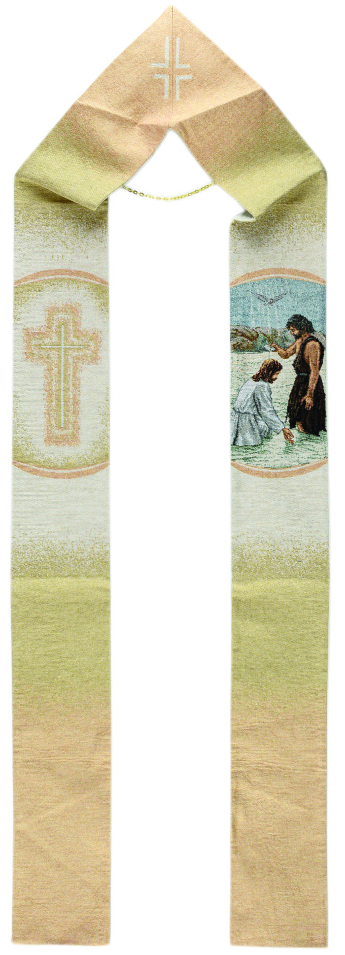 Stola "Baptism of Jesus" entirely woven and embroidered on the frame with scene of the Baptism of Jesus