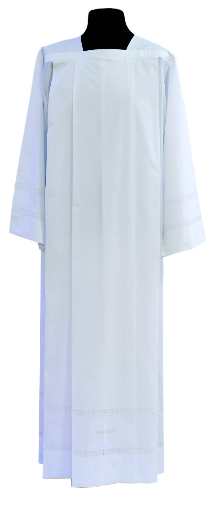 "Giuseppe" Maranatha Lab gown in cotton blend fabric decorated with two turns of partition and cruciform symbol.
