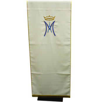 Marian "Dalia" Maranatha Lab lectern cover in micromonastic fabric with direct hand embroidery.