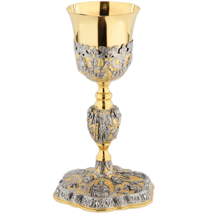 Maranatha Lab "Cristoforo" chalice in Baroque style entirely in hand-chiseled silver