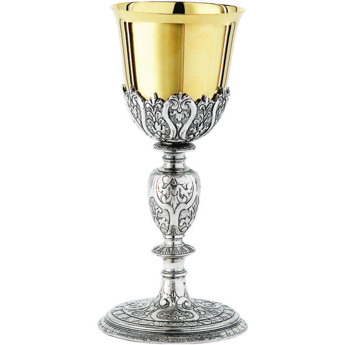 Calice "Disciples" Maranatha Lab plateresque style in finely chiseled two-tone brass