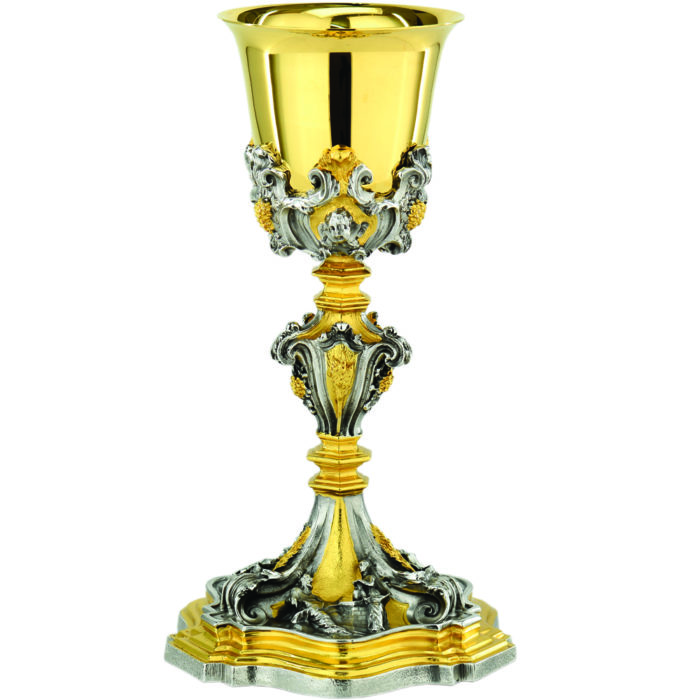 Glass "Matteo" Maranatha Lab baroque style in finely chiseled two-tone brass with classic motifs