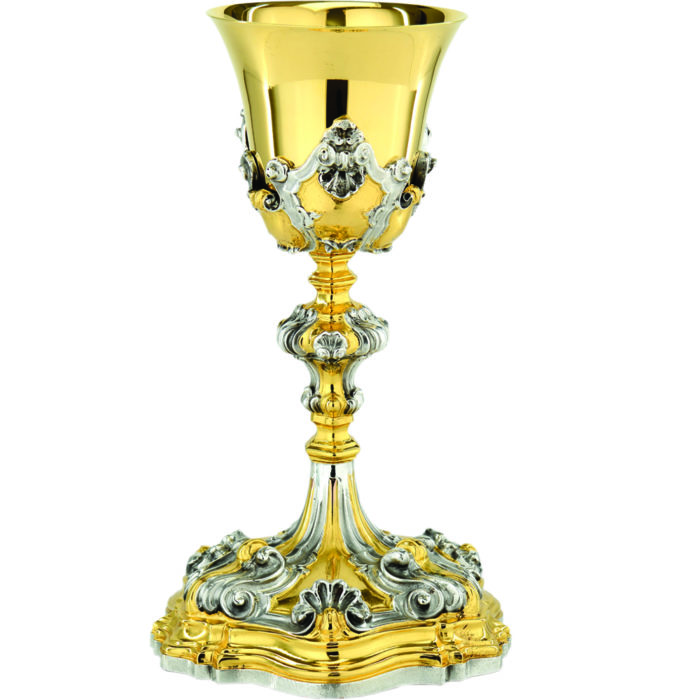 Glass "San-Giacomo" Maranatha Lab baroque style in finely chiseled two-tone brass with classic motifs