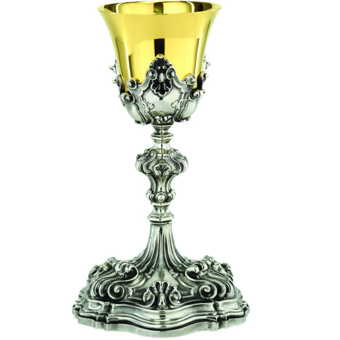 Glass "Giacomo" Maranatha Lab baroque style in finely chiseled two-tone brass with classic motifs