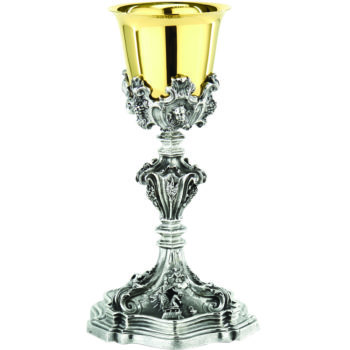 Glass "San-Matteo" Maranatha Lab baroque style in finely chiseled two-tone brass with evangelical scenes