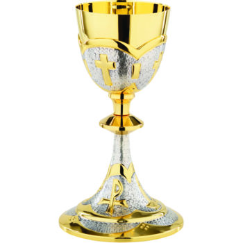 Elisabetta Maranatha Lab glass classic style in two-tone chiseled and hammered brass.