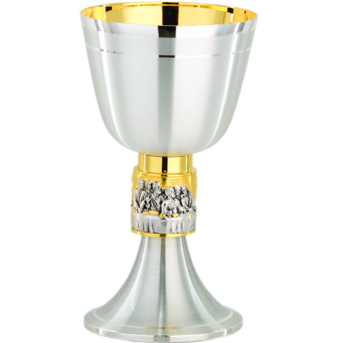 Glass "Leonardo" Maranatha Lab modern style in two-tone brass and knot embellished with last supper chisel
