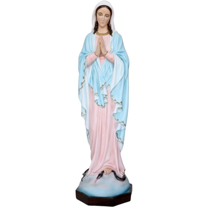 Madonna Immacolata mani giunte statua in resina disponibile in varie altezze interamente dipinta ad olio