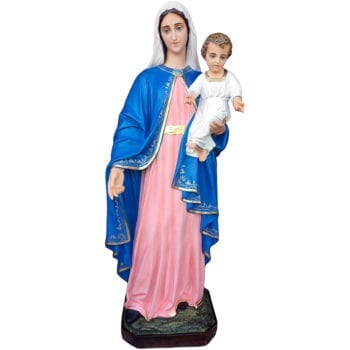 Madonna con Bambino 160 cm realizzata in vetroresina dipinta a mano ad olio con occhi di cristallo