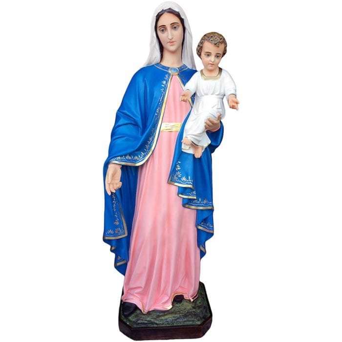 Madonna and Child 160 cm made of fiberglass hand painted in oil with crystal eyes