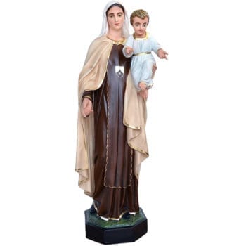 Madonna del Carmine in resina statua dipinta con colori ad olio disponibile in diverse varianti di altezza