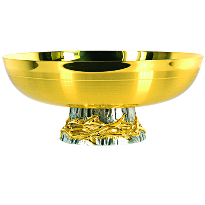 Maranatha Lab "Crown-of-Thorns" plate in chiseled two-tone brass with thorn crown pattern