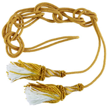 Cingolo in seta “Onesimo” realizzato in seta dorata con nappe bicolori