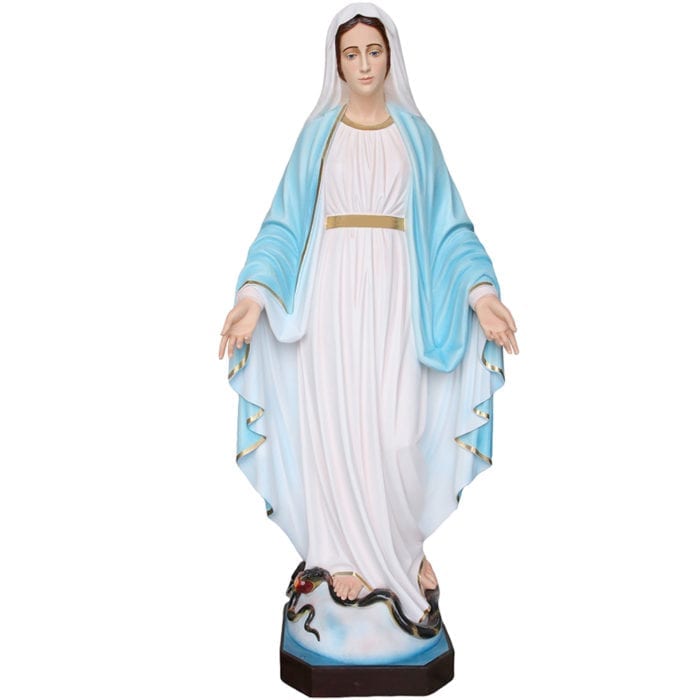 Madonna Immacolata 160 cm statua in vetroresina dipinta a mano con vernici ad olio ed occhi di cristallo