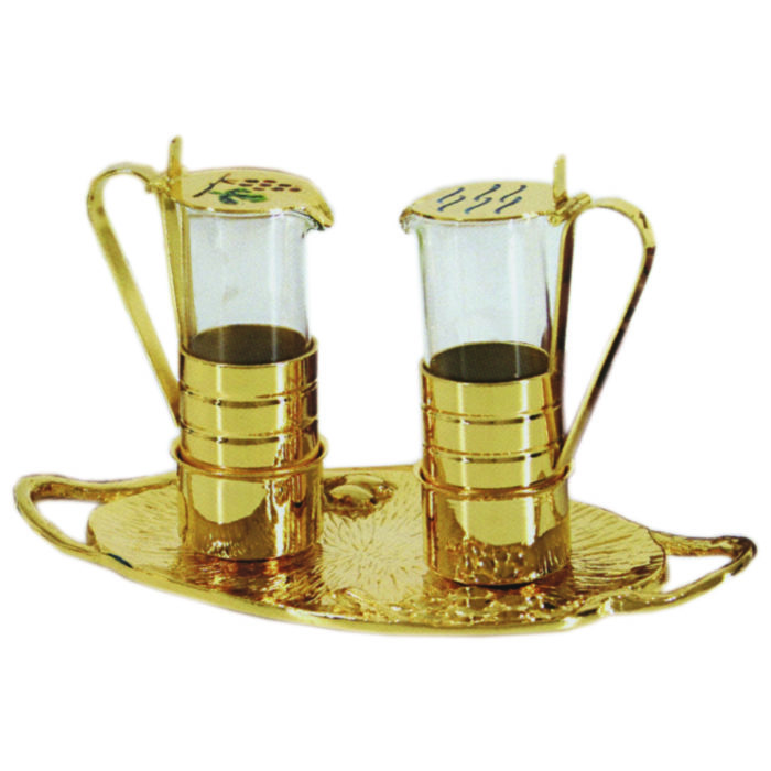 Classic style gilded brass apolline with tray and water and grape symbols ecided on the apolline