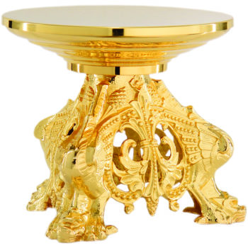 Tronetto in fusione barocco interamente in finitura oro con base decorata con fregi barocchi