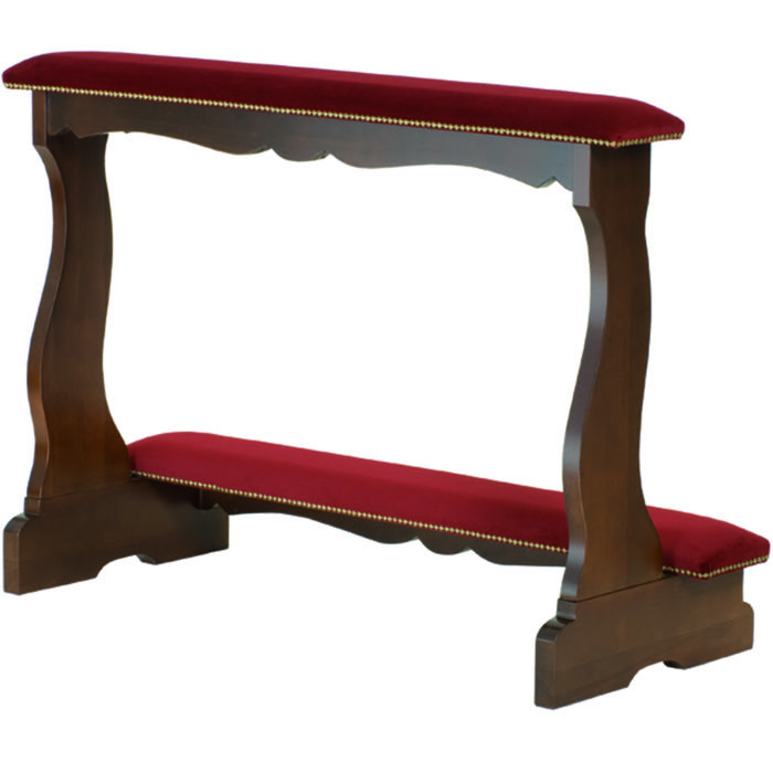 Kneeling groom spouses velvet red classic style in walnut dyed beech wood