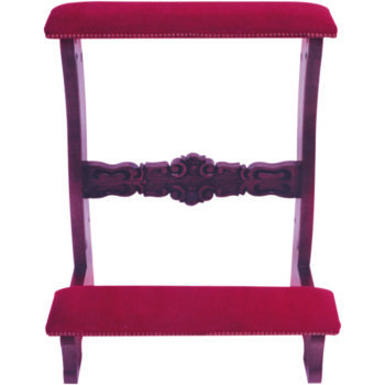 Classic style single kneeling in walnut-dyed wood with cushions padded in red velvet