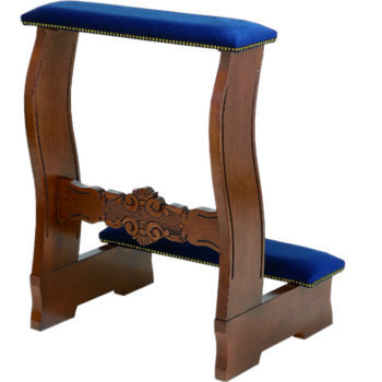 Kneeling velvet velvet single style classic walnut-colored wood with blue velvet cushion