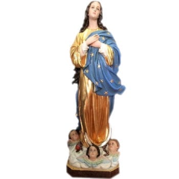 Madonna Assunta del Murillo in vetroresina dipinta a mano con vernici ad olio ed occhi in cristallo