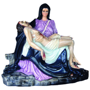 Pietà statue in fiberglass statue hand painted with oil paints and eyes made of crystal